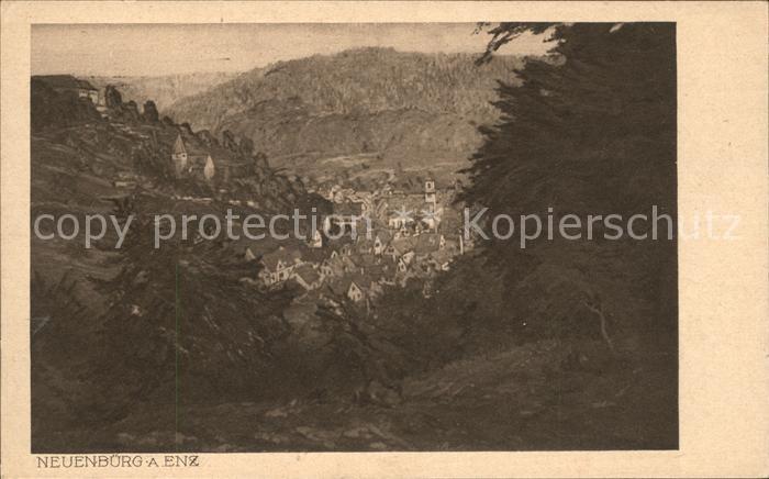 Neuenbuerg Enz Totalansicht Kuenstlerkarte