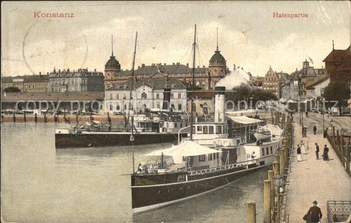 Konstanz Bodensee Hafenpartie Dampfschiffe