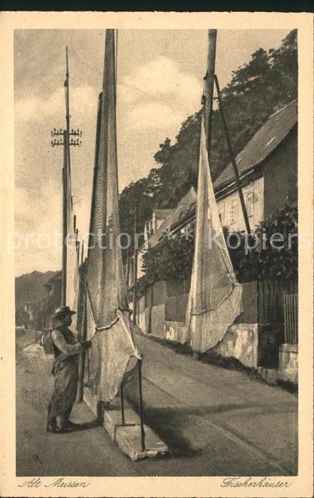 Meissen Elbe Sachsen Fischerhaeuser in Alt Meissen