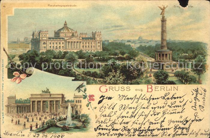 BERLIN  CITY Reichtagsgebaeude Siegessaeule Brandenburger Thor