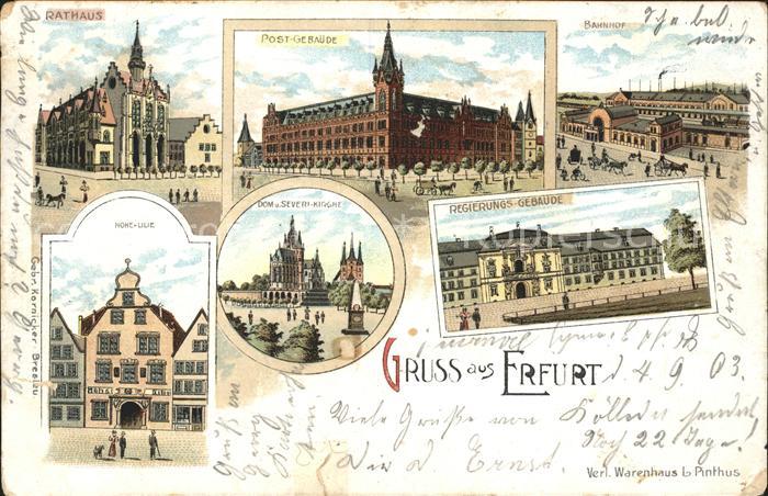 ERFURT  CITY Rathaus Postgebaeude Bauhof Dom Severi Kirche Hohe Lilie Regierungs