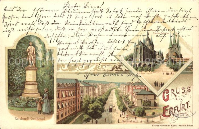 ERFURT  CITY Reichardt Denkmal Severikirche Steigerstrasse