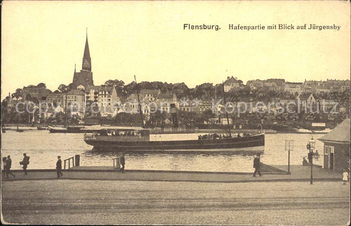 Flensburg Hafenpartie mit Juergensgy Frachter