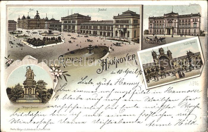 HANNOVER  CITY Post Bahnhof Staendehaus Tivoli Garten Kriegerdenkmal