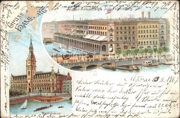 HAMBURG  CITY Alster Arkaden Jungfernsteig Rathhaus
