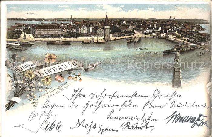 Lindau Bodensee Panorama Hafen Loewenstatue