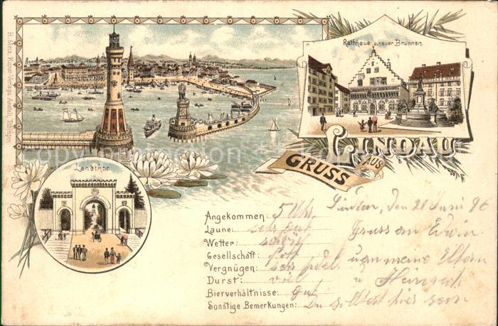 Lindau Bodensee Panorama Hafen Leuchtturm Rathaus Brunnen Landthor