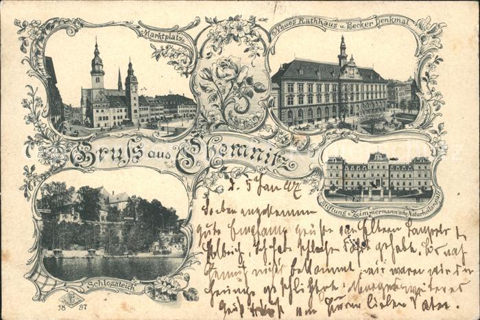 CHEMNITZ Sachsen Marktplatz Rathaus Becker Denkmal Schlossteich Naturheilanstalt