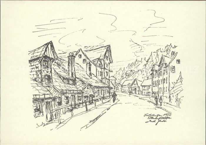 Furtwangen Dorfpartie Zeichnung