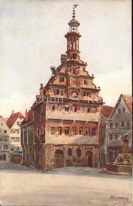 Esslingen Neckar Altes Rathaus Kuenstlerkarte J. Marschall