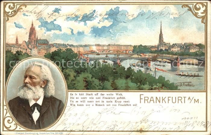Frankfurt Main Gedicht Kuenstlerkarte Gust. Fischer Litho