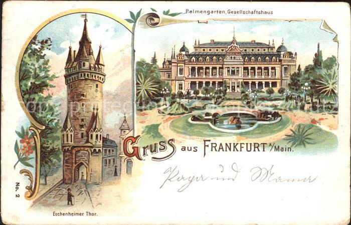Frankfurt Main Palmengarten Gesellschaftshaus Eschenheimer Tor Litho