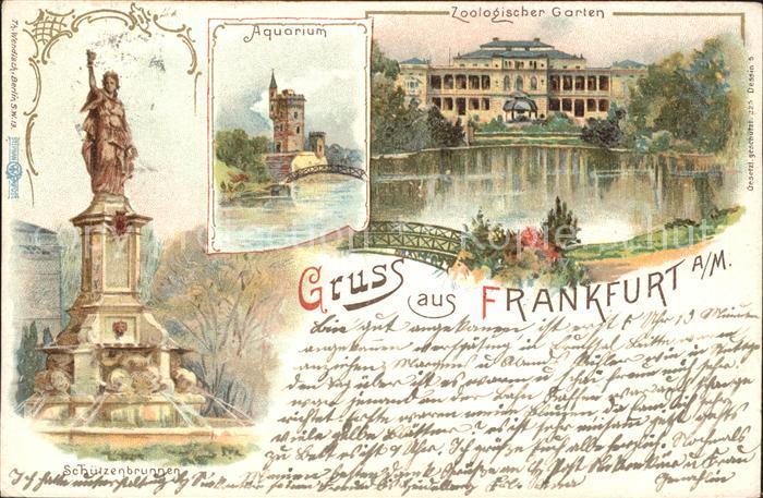 Frankfurt Main Aquarium Zoologischer Garten Schuetzenbrunnen Litho