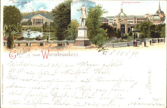 Frankfurt Main Kochbrunnen Kurhaus Kaiser Wilhelm Denkmal Litho