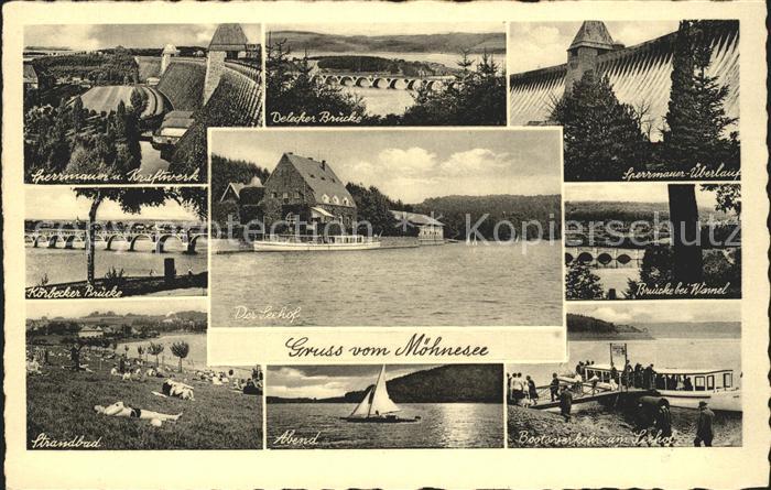 Moehnesee Seehof Sperrmauer Kraftwerk Delecker-Bruecke Koerbecker-Bruecke