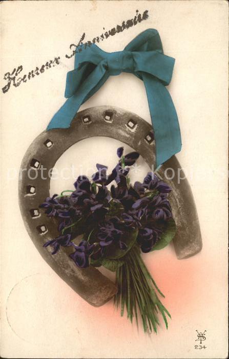 Hufeisen Veilchen Schleife Glueckwunsch