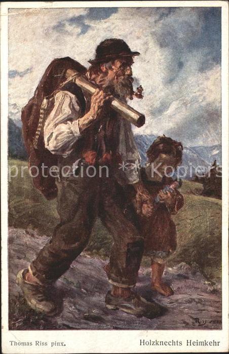 Riss Thomas Holzknechts Heimkehr Kind Puppe Pfeife