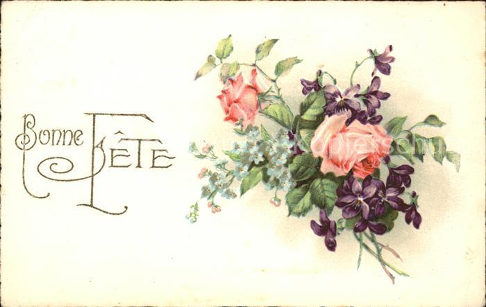 Rosen Veilchen Vergissmeinnicht Litho Bonne F