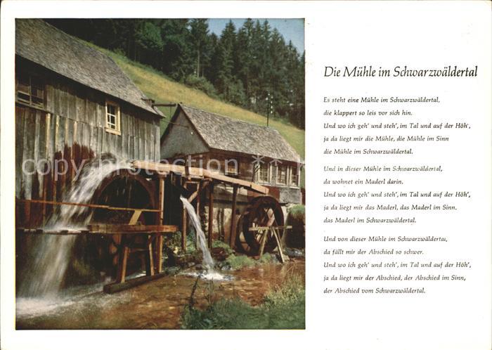 Wassermuehle Schwarzwaeldertal Gedicht