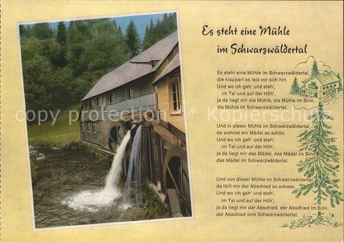 Liederkarte Es steht eine Muehle im Schwarzwaeldertal