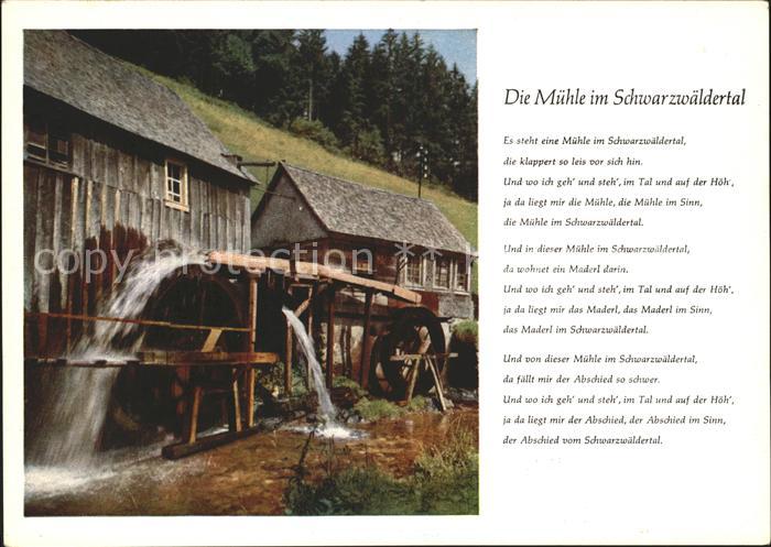 Liederkarte Die Muehle im Schwarzwaeldertal