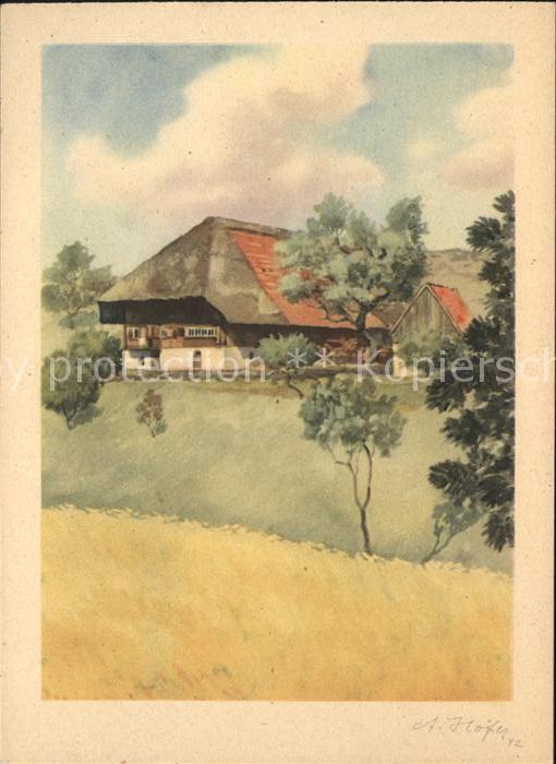 Schwarzwaldhaeuser Kuenstlerkarte A. Hoefer