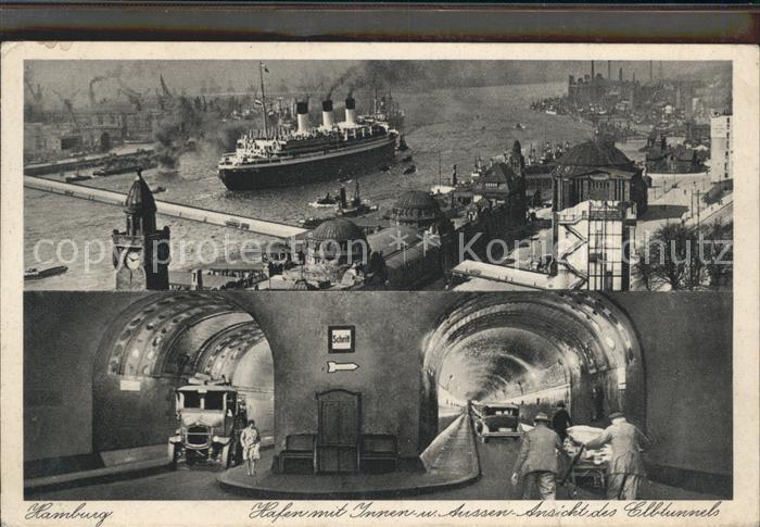 Dampfer Oceanliner Hamburg-Steinwaerder Hafen Elbtunnel