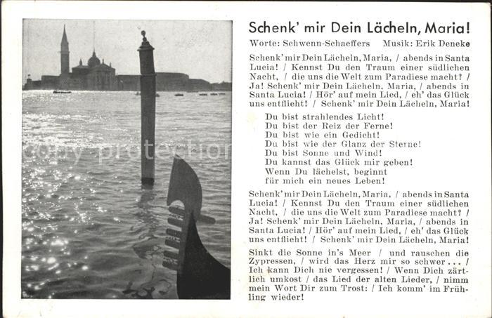 Liederkarte Schenk mir dein Laecheln Maria
