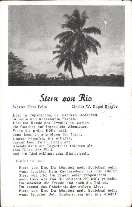 Liederkarte Stern von Rio Kurt Feltz W. Engel-Berger
