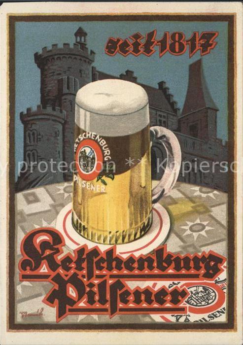 Bier Ketschenburg Pilsener Bierkrug Werbung