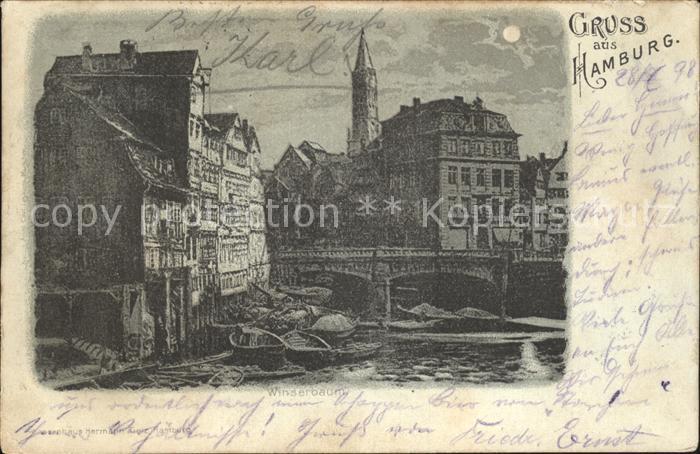 HAMBURG  CITY Winserbaum im Mondschein Deutsche Reichspost