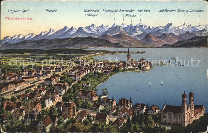 Friedrichshafen Bodensee mit Schlosskirche Alpenpanorama