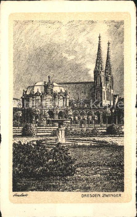 DRESDEN Elbe Zwinger Kuenstlerkarte