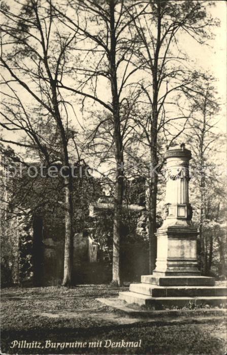 Pillnitz Burgruine mit Denkmal