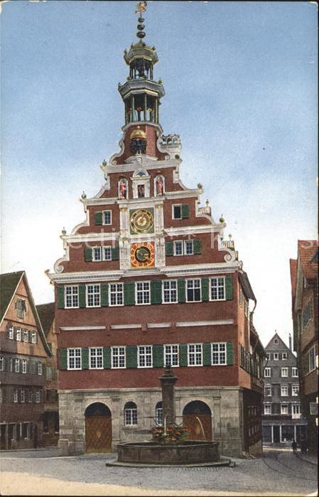 Esslingen Neckar Altes Rathaus Giebel Brunnen Kunstkarte Nr. 651