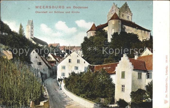 Meersburg Bodensee Oberstadt mit Schloss und Kirche
