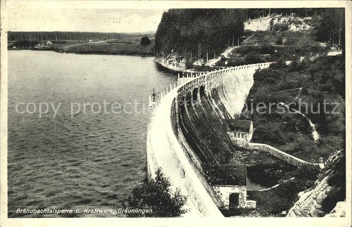 Braeunlingen Braendbachtalsperre und Kraftwerk Staumauer