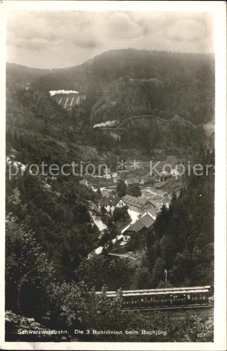 Triberg Schwarzwald Schwarzwaldbahn 3 Bahnlinien beim Bachjoerg