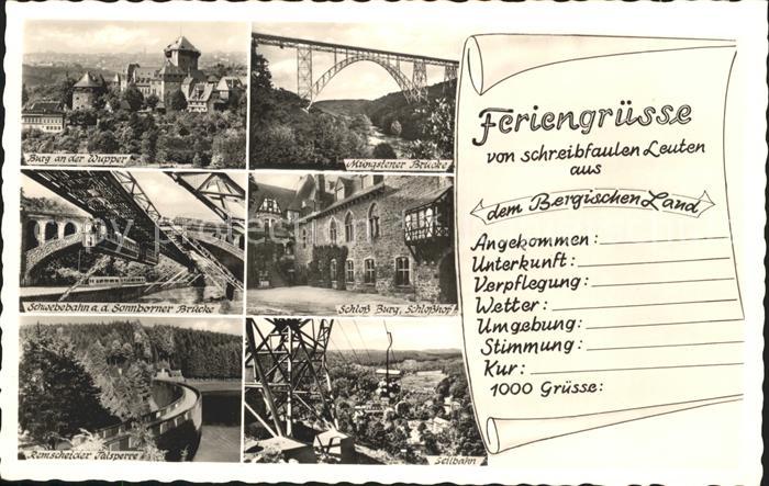 Burg Wupper Schloss Muengstener Bruecke Schwebebahn Talsperre Seilbahn Bergische