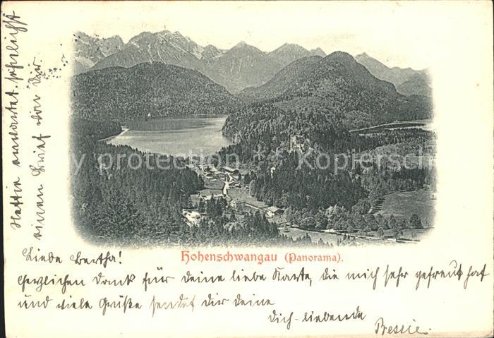 Hohenschwangau Panorama mit Alpen Schlosshof Neuschwanstein