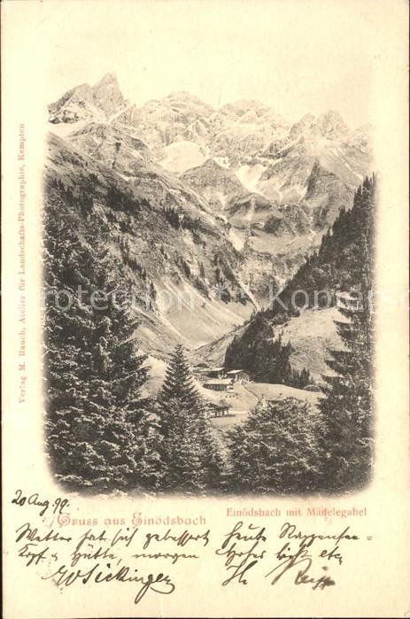 Einoedsbach Panorama mit Maedelegabel Allgaeuer Alpen