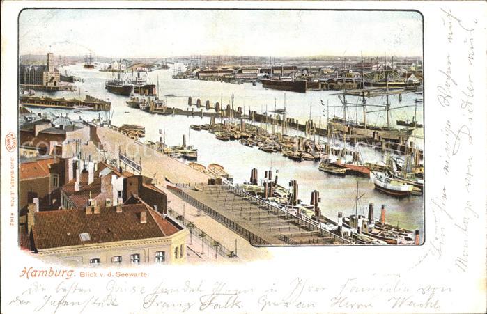 HAMBURG CITY Blick von der Seewarte Dampfer Segelboot