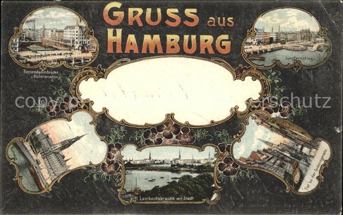 HAMBURG CITY Reesendammbruecke Alsterarkaden Jungfernsteg Rathaus Lombardsbruec