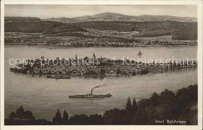 Insel Reichenau Panorama Kuenstlerkarte G. Markert Bromsilber