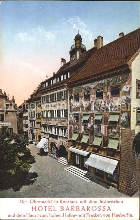 Konstanz Bodensee Obermarkt Hotel Barbarossa Historisches Gebaeude Fresken Haebe