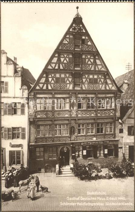 Dinkelsbuehl Gasthof Deutsches Haus erbaut 1440 Holzfachwerkbau