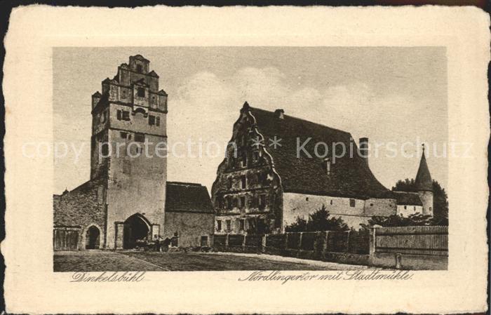 Dinkelsbuehl Noerdlingertor mit Stadtmuehle Kupfertiefdruck Buetten