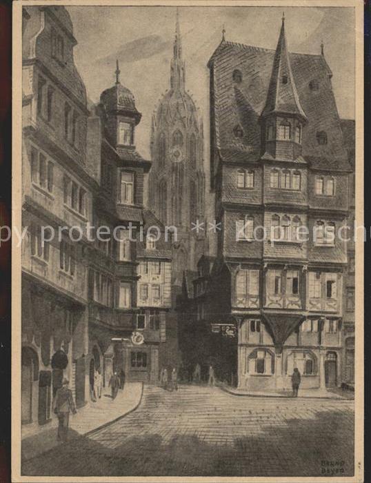 Frankfurt Main Domblick Zeichnung