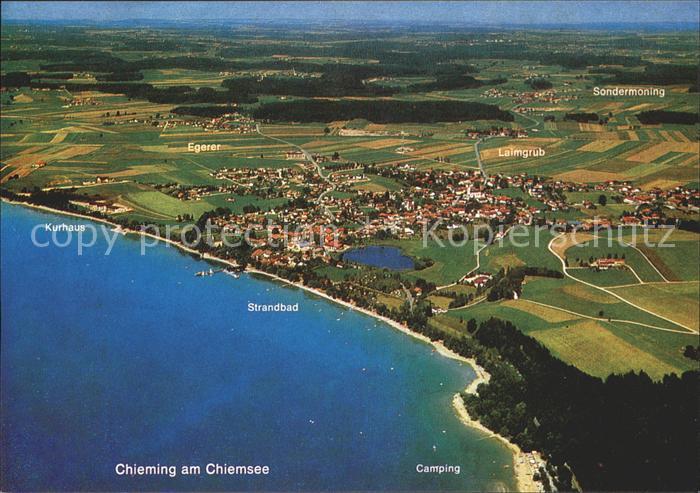 Chieming Chiemsee Fliegeraufnahme See Strandbad Camping
