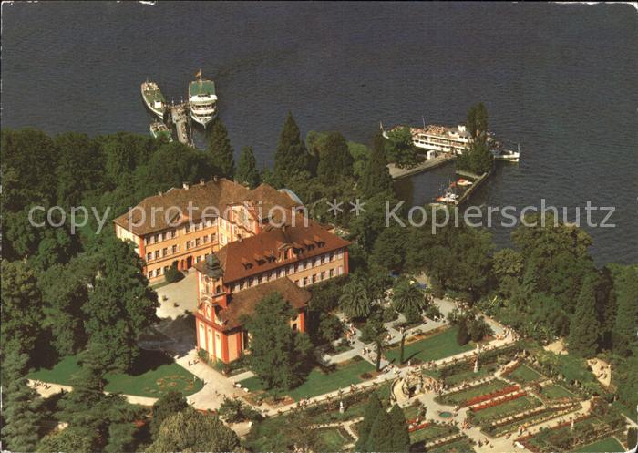 Insel Mainau Fliegeraufnahme Schloss Kirche Terrassen Rosengarten